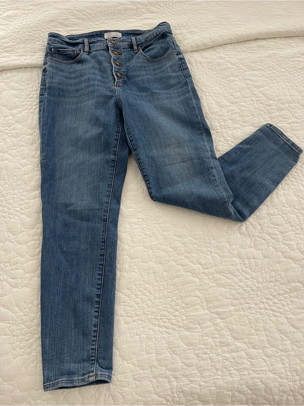 Button Fly LOFT Curvy High Waist Skinny Jeans Old Money Americana Normcore Indie